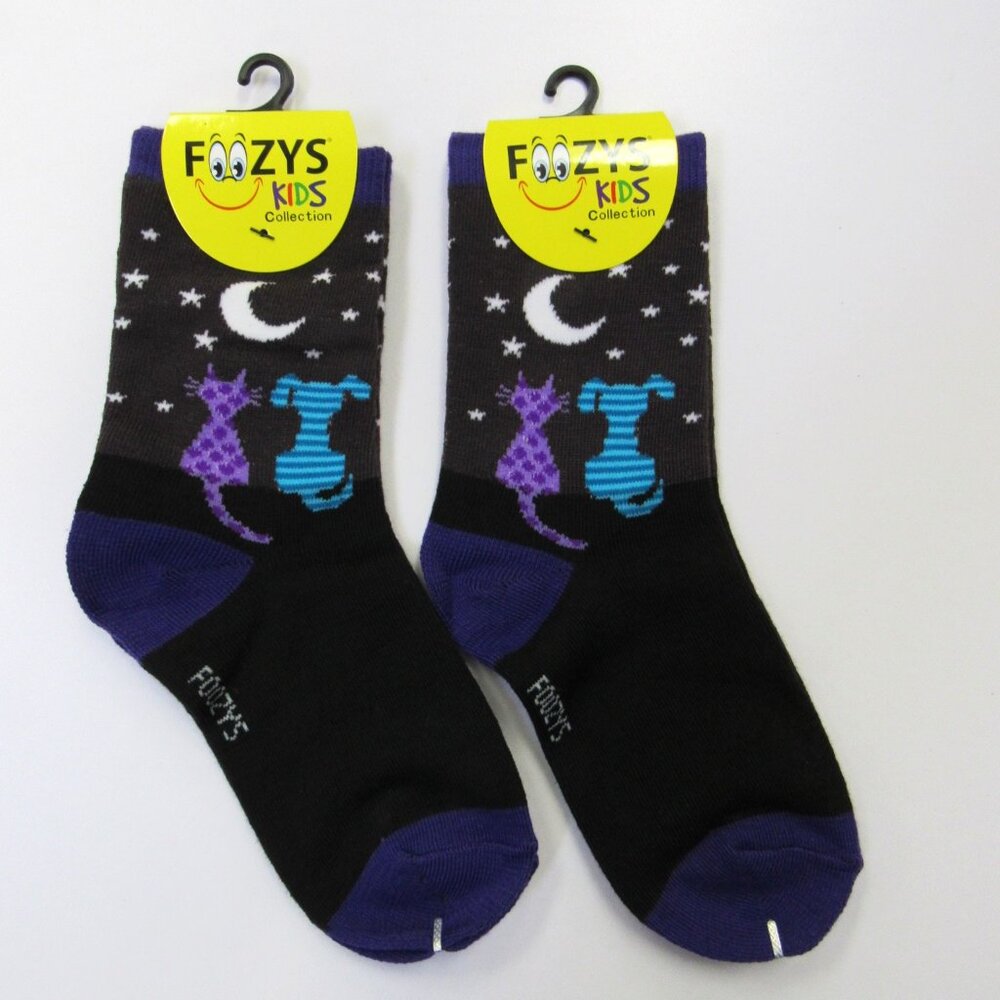 2 Pairs Foozys Kids Collection Girls Novelty Fun Socks Cat & Dog Print